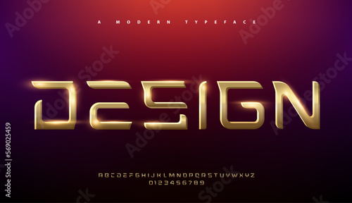 Sport Modern Alphabet Gold Font. Typography 3D urban style