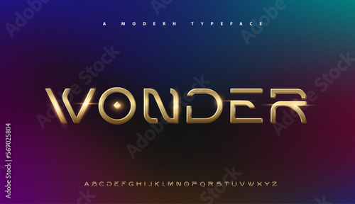 Sport Modern Alphabet Gold Font. Typography 3D urban style