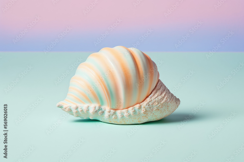 3d ocean shell illustration with pastel backdrop made by generative ai