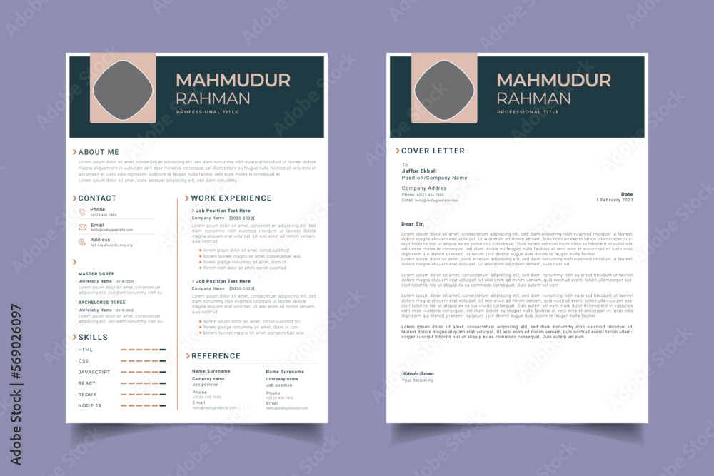 Elegant cv template with cover letter template