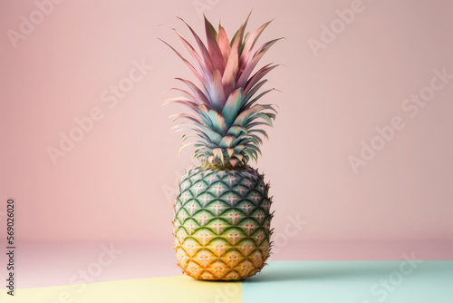3d pineapple illustration with a pastel backdrop made by generative ai