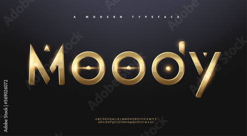 Sport Modern Alphabet Gold Font. Typography 3D urban style