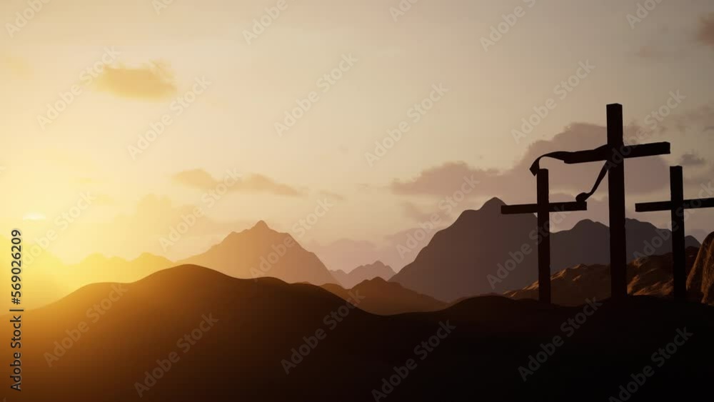 Three holy crosses on mountain at jerusalem, celebrating easter and ...