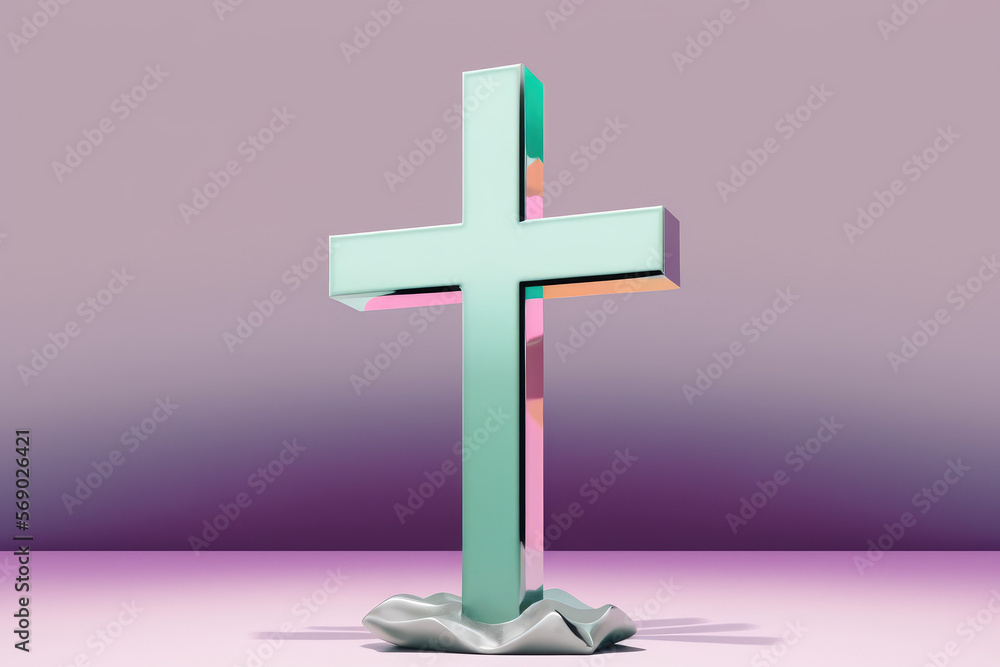 3d cross illustration with a pastel backdrop made by generative ai 3d cross illustration with a pastel backdrop made by generative ai