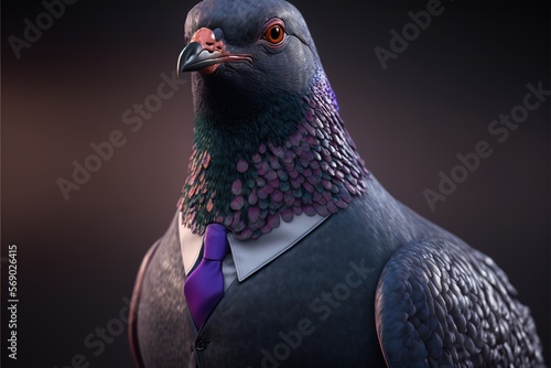pigeon animal in suit  isolated  business  personality type  animal types created with generative ai technology