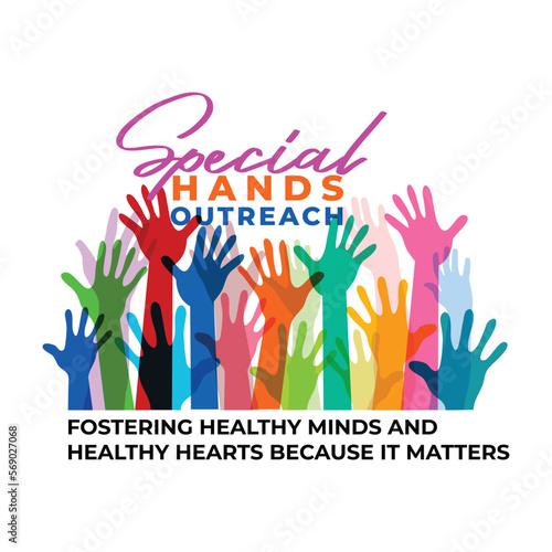 abstract hand outreach related logo design template