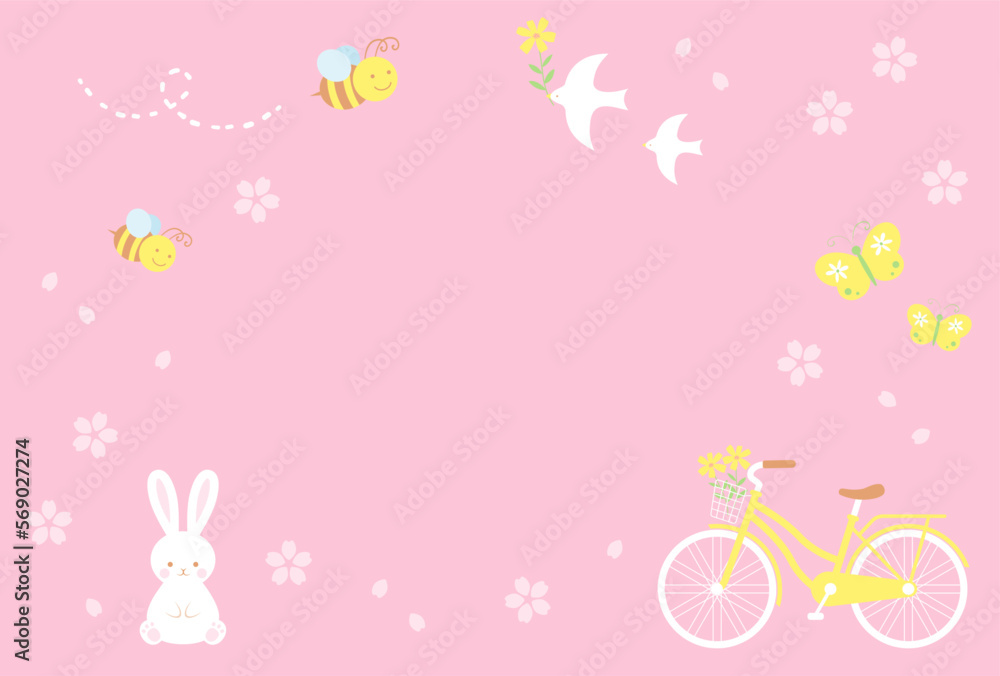 vector background with a set of spring icons for banners, cards, flyers, social media wallpapers, etc.