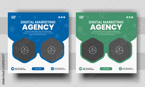 Digital marketing web banner and social media post template, business social media post banner template