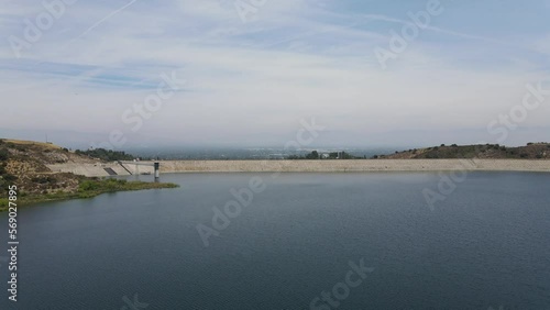 Aerial view of reservoir in mountains  photo