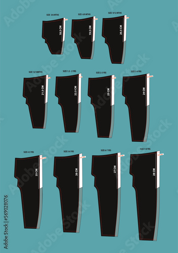 Apparel Jogger pant sewing pattern block outline drawing vector illustration.
