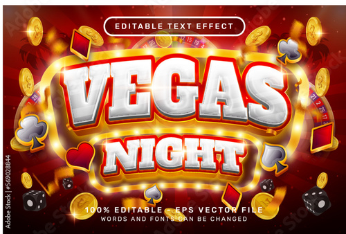 vegas night 3d text effect and editable text effect