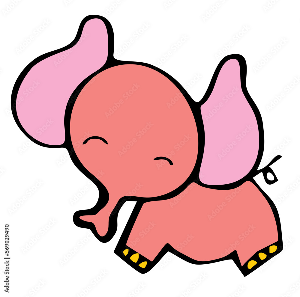 Fototapeta premium illustration of big pinky elephant with close eyes