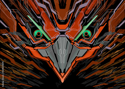 Cyberpunk Eagle Mecha Futuristic Background 16