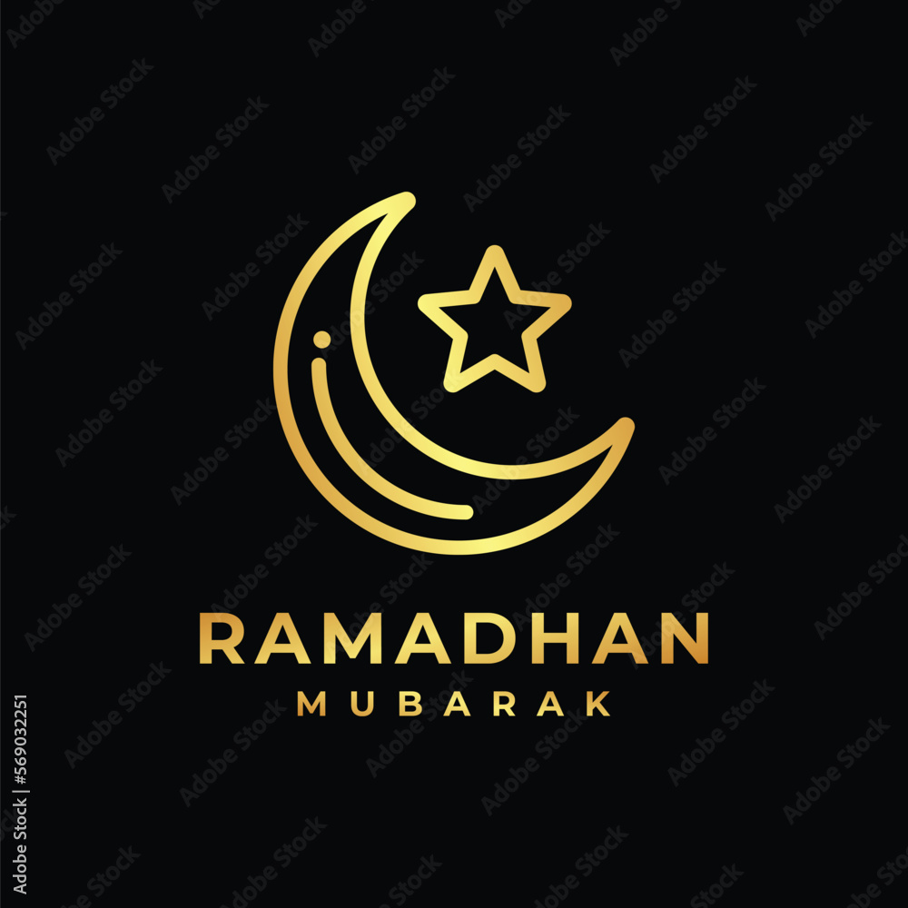 Islamic crescent star outline logo vector. Crescent moon logo. Islamic logo. Ramadan logo Islamic crescent star outline logo vector. Crescent moon logo. Islamic logo. Ramadan logo