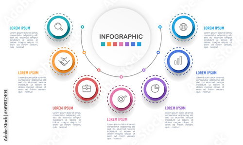Infographic semicircle 7 processes to success.