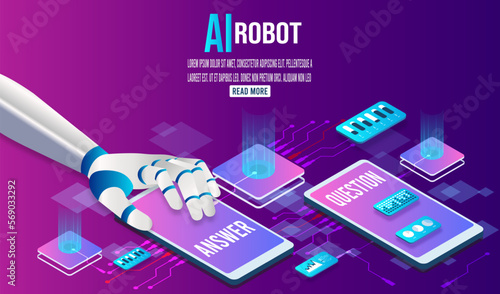 Artificial Intelligence(AI) concept with ChatGPT, artificial intelligence chatbot, Machine learning, digital Brain future technology.  Vector Illustration eps10
