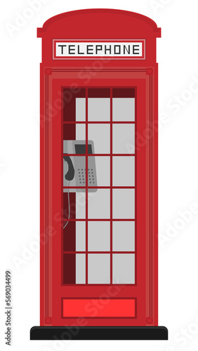 red classic english booth public phone in london  Vector illustration on PNG transparent background