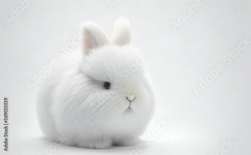 White Cute Easter Bunny Background Generative AI