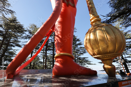 Shri Hanuman Jakhu big huge Statue in Jakhu Temple in Shimla or Simla. Capital of Himachal Pradesh north India Himalayas. Near shopping street in Mall Road Ridge. photo