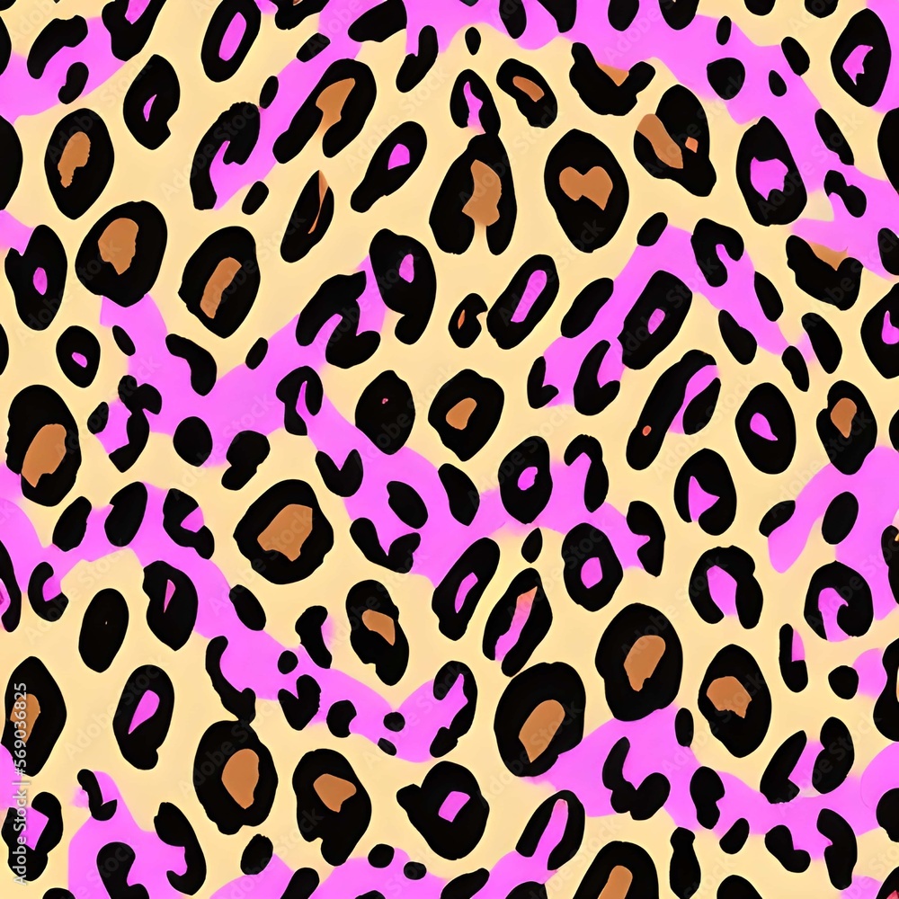 Obraz premium Seamless leopard skin texture. Pink and gold leopard print pattern created with Generative AI