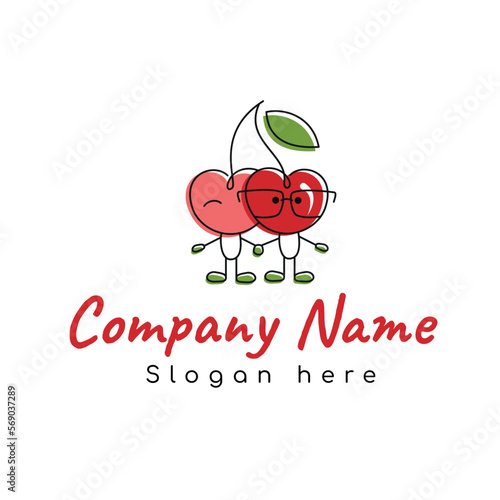 logo for the children's sphere in the form of two men with cherries instead of heads
