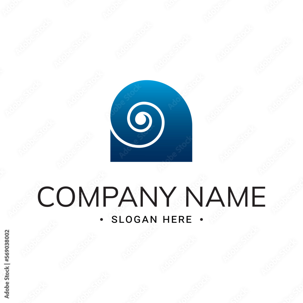 logo in the form of a blue spiral similar to a wave, a snail, a tunnel or a spiral staircase
