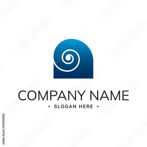 logo in the form of a blue spiral similar to a wave, a snail, a tunnel or a spiral staircase
