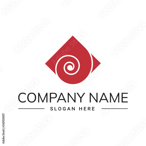 logo in the form of a blue spiral, similar to a wave, snail, tunnel or spiral staircase, suitable for an architecture studio or art gallery
