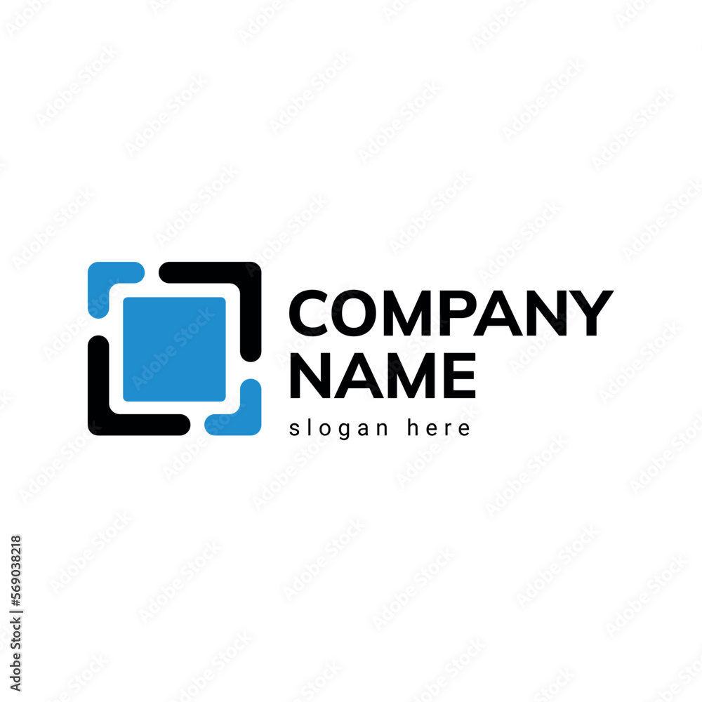 Abstract logo with a square icon resembling a constructor Abstract logo with a square icon resembling a constructor