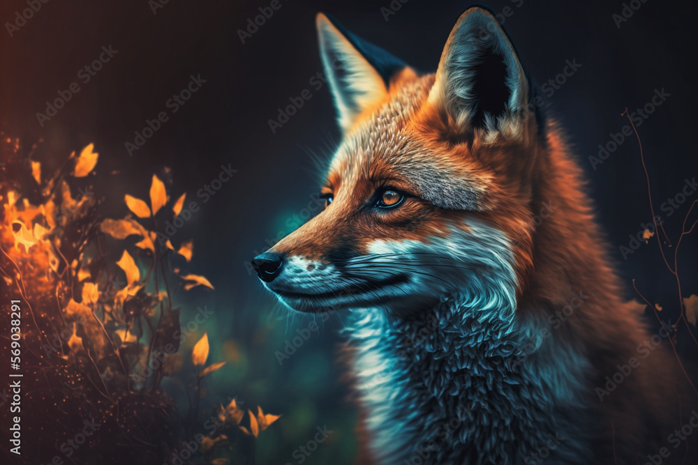 fox, neon style, close-up, portrait, bright background, nature background, high quality, high detail, 8k, Generative AI fox, neon style, close-up, portrait, bright background, nature background, high quality, high detail, 8k, Generative AI