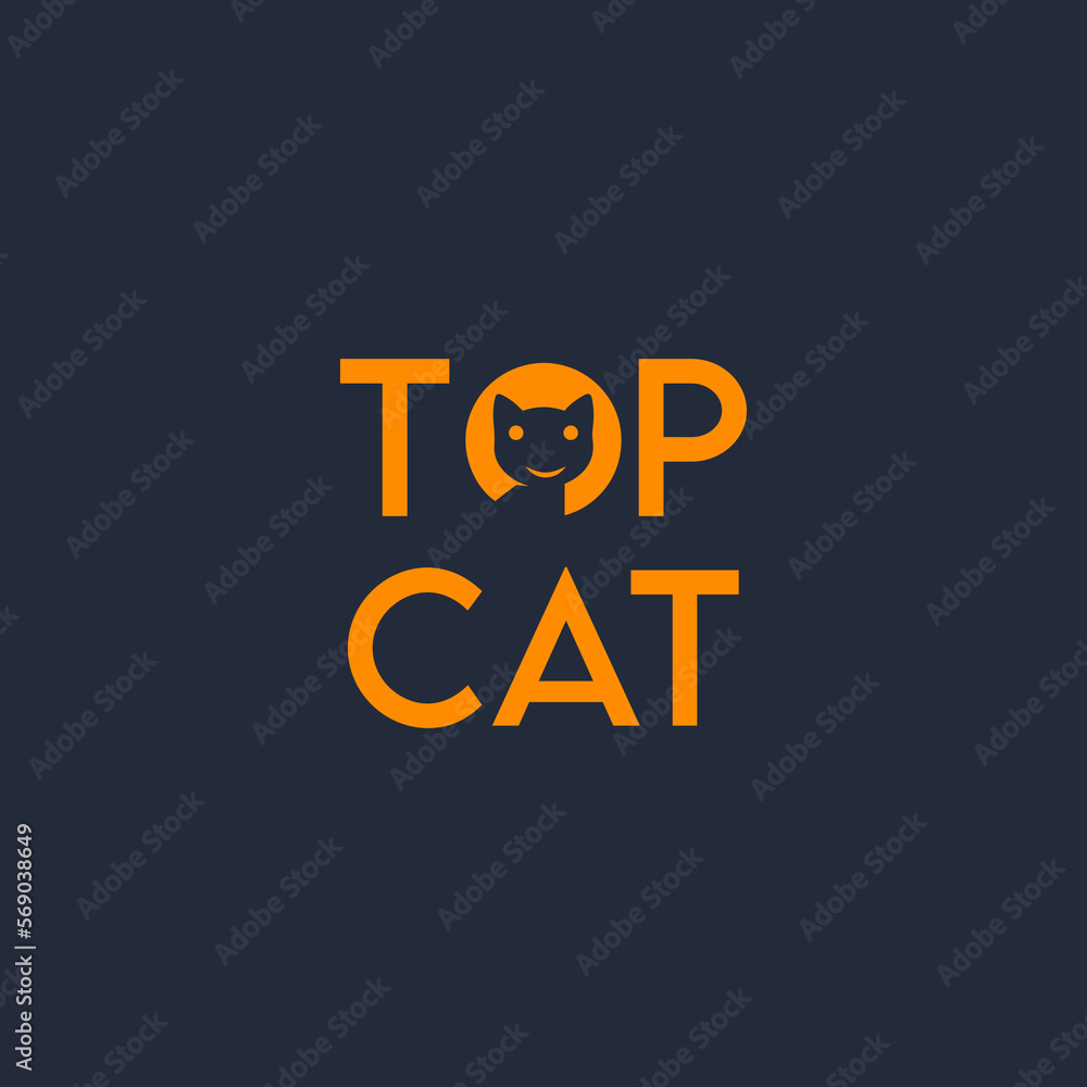 top cat logo, animal logo, simple logo, minimalist and business logo design in vector template.