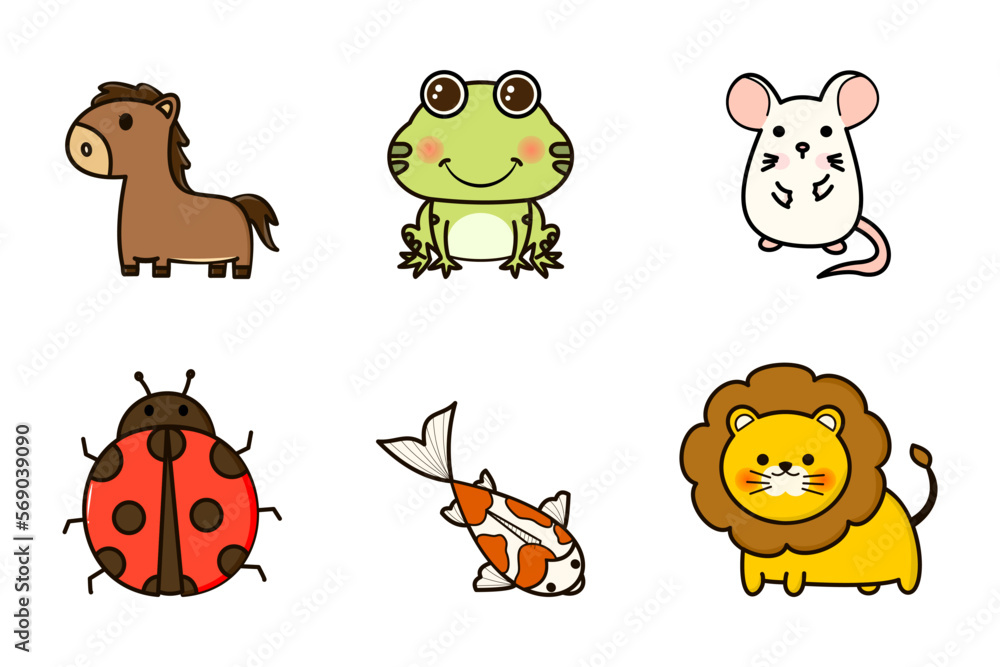 Fototapeta premium Big vector set with animals in cartoon style.