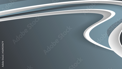 Grey white color background 3d illustration. Dynamic wavy grey background