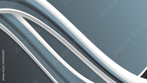 Grey white color background 3d illustration. Dynamic wavy grey background