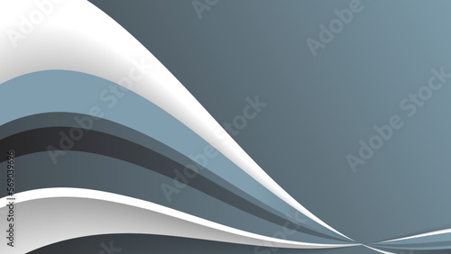 Grey white color background 3d illustration. Dynamic wavy grey background