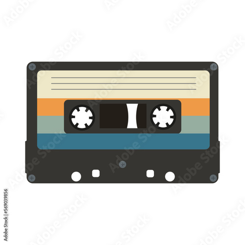 Isolated vector illustration template of a retro 1990s cassette tape