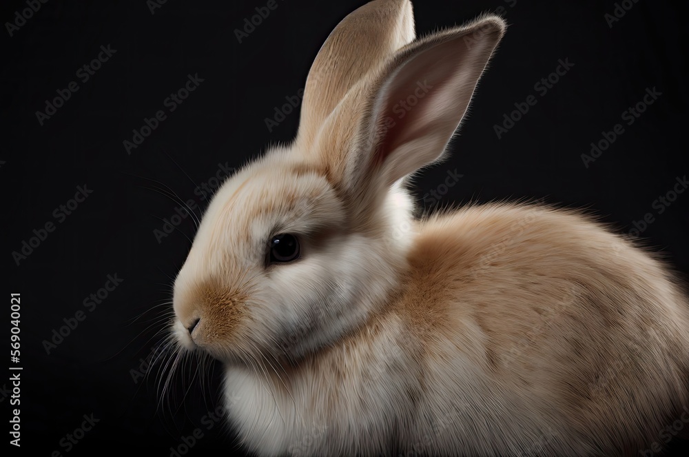 Brown Easter Bunny On Black Background Generative AI Brown Easter Bunny On Black Background Generative AI