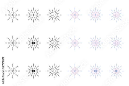 set collection of star flowers. abstract icon illustration.