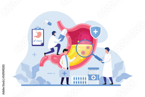 Health care and stomach treatment design concept. Gastroenterology doctor vector illustration photo