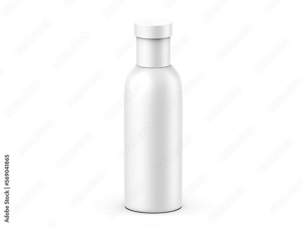 Cosmetic bottle with screw cap mockup template for branding, 3d render illustration Cosmetic bottle with screw cap mockup template for branding, 3d render illustration