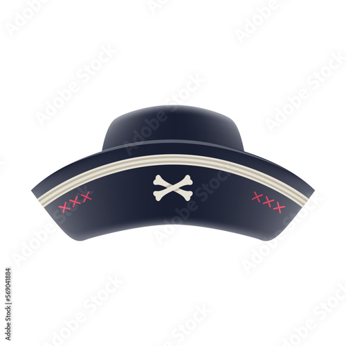 Cartoon pirate captain tricorn cocked hat
