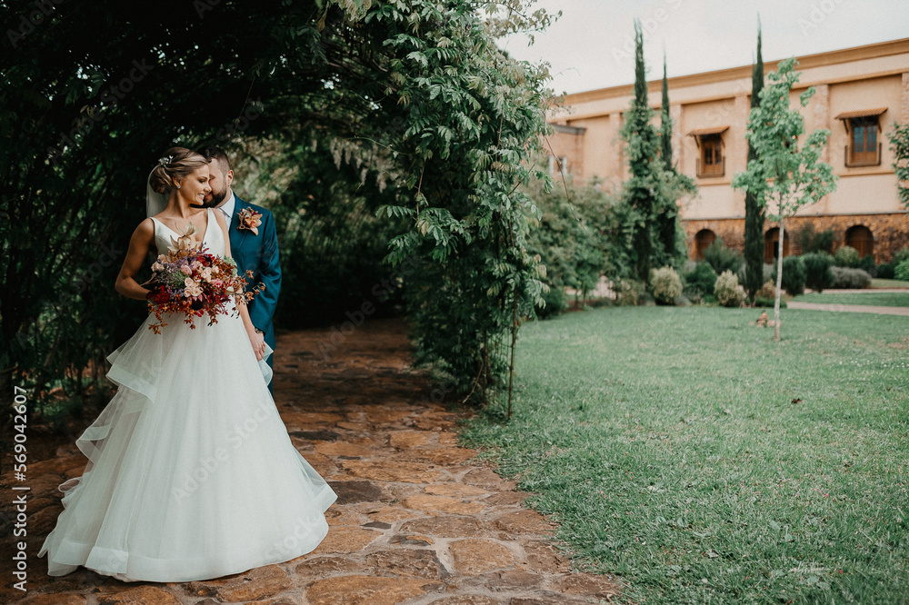 Fototapeta premium Romantic beautiful couple on their wedding day