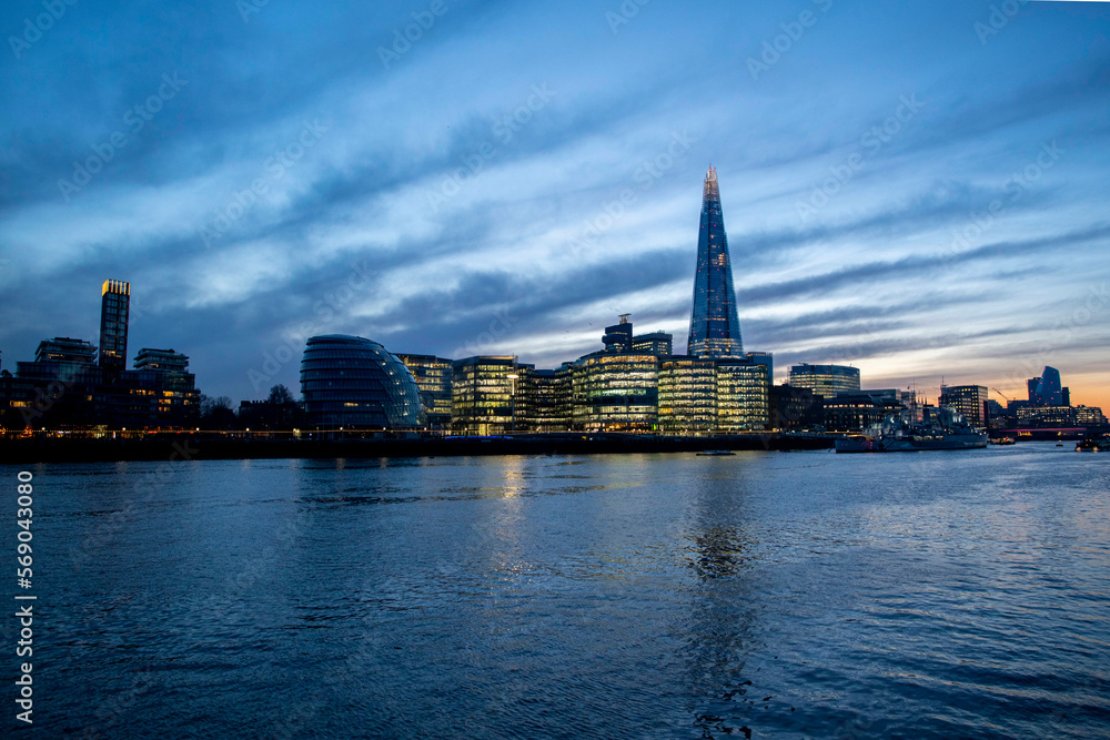 London Skyline of The Shard and City Hall building