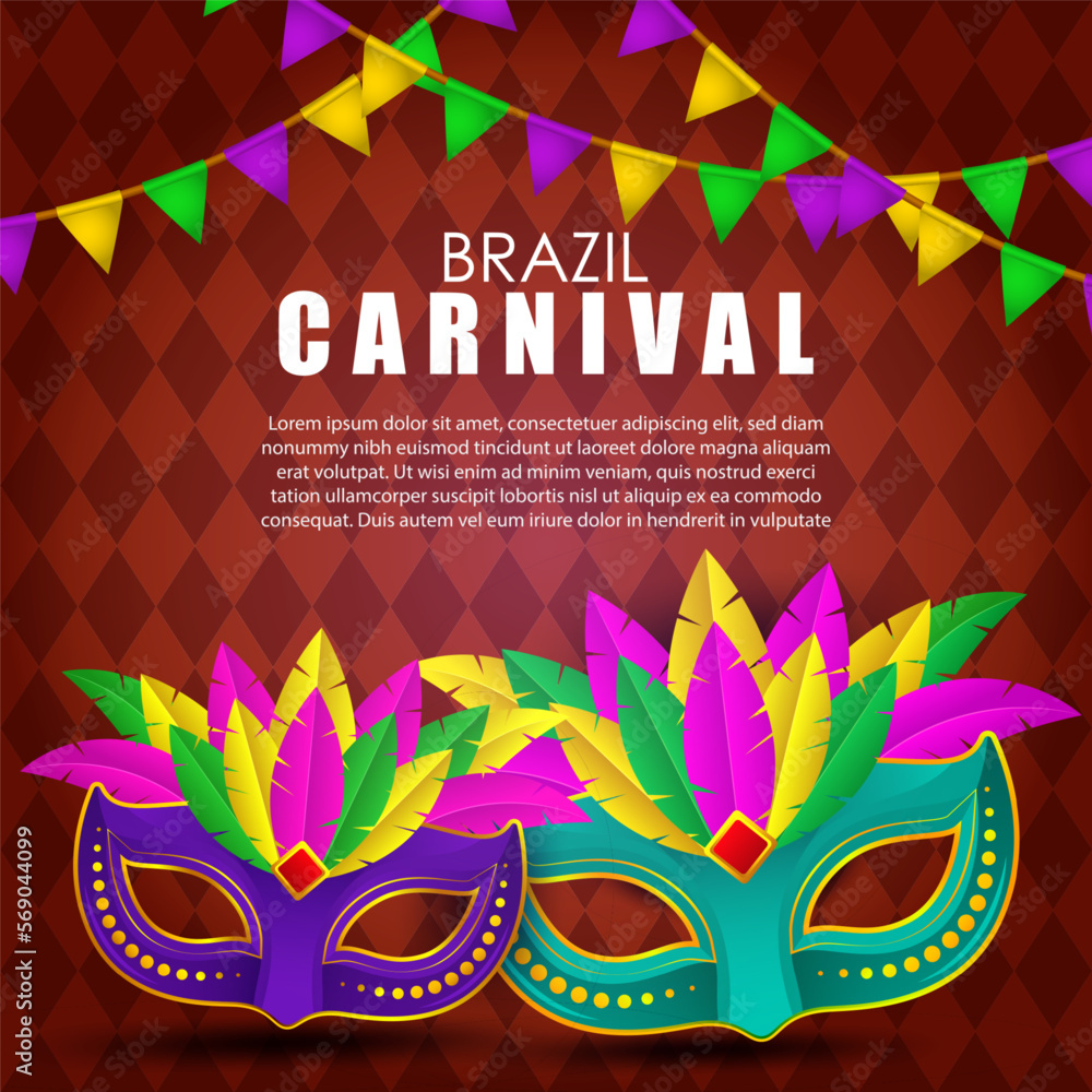 Vector illustration of Rio Carnival banner the biggest carnival in the world