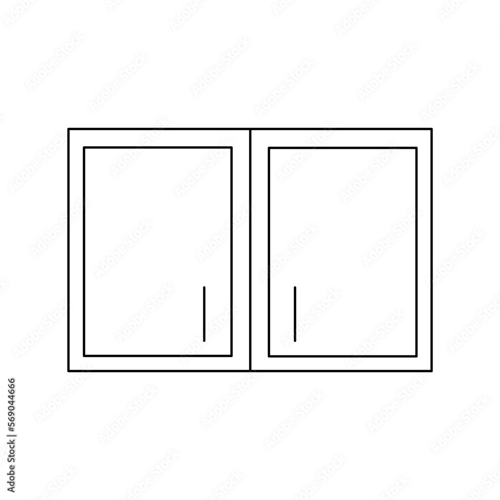 Simple kitchen interior cabinet icon in a line style. Vector kitchen item Simple kitchen interior cabinet icon in a line style. Vector kitchen item
