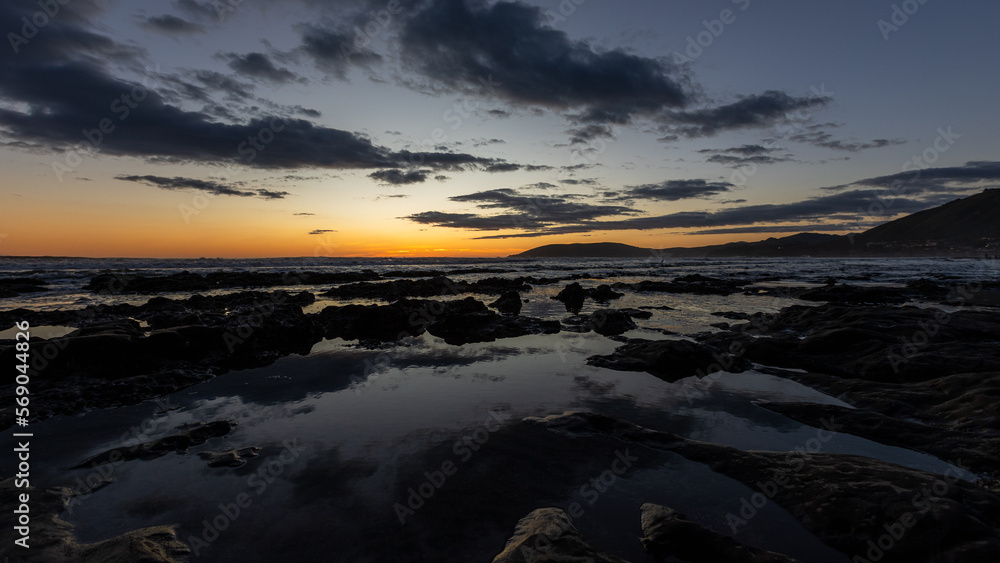 Sunset Reflection in Tidepools, San Luis Obispo County
