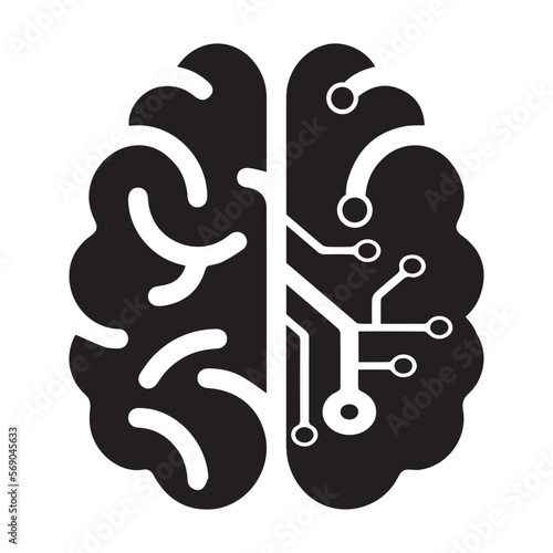 Brain, cortex, cybernetics icon
