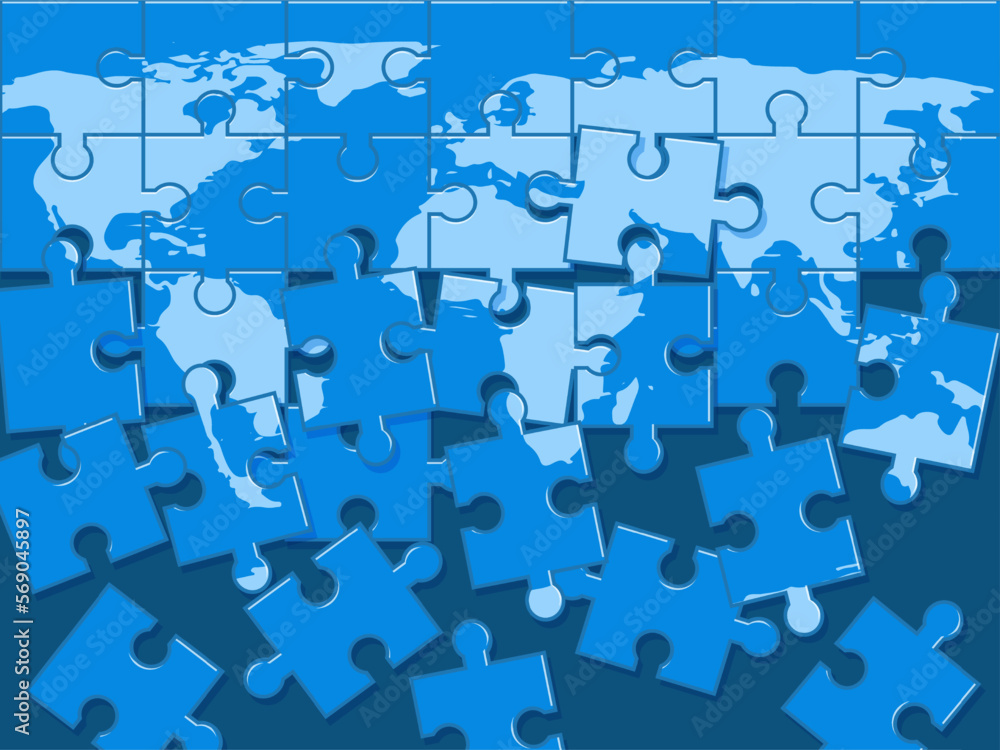 world map in the form of a destroyed puzzle. Vector illustration. world map in the form of a destroyed puzzle. Vector illustration.