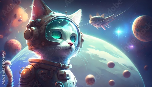 Astronaut cats in space created with generative ai technology © Picture Office