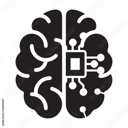 Brain, cortex, cybernetics icon